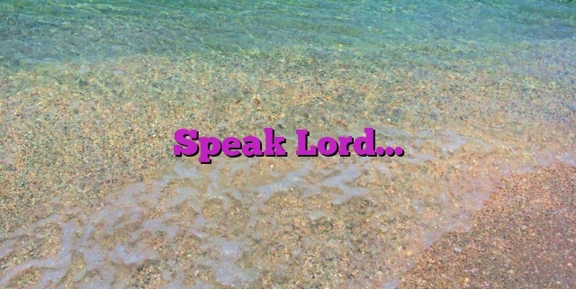 Speak Lord…